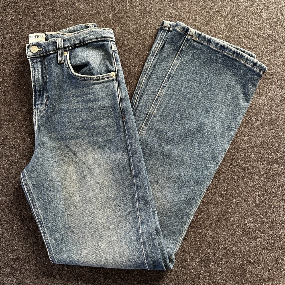 We The Free Free People Women 29 Medium Wash High Rise Flare Wide Leg Jeans